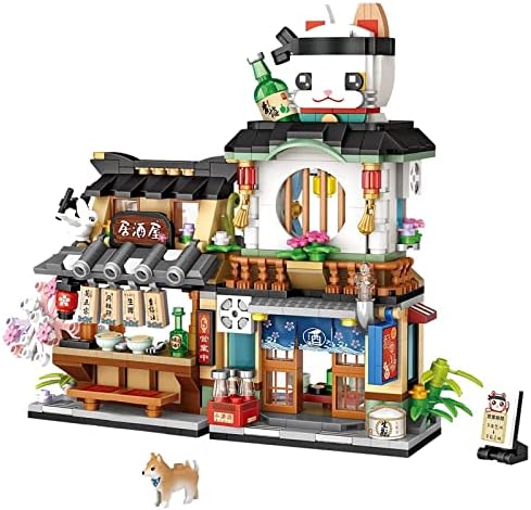 QLT Japanese Street View Izakaya Shop Mini Building Blocks, MOC Creative Model Set, 789 PCS Simulation Architecture Construction Toy (Not Compatible with Japanese Blocks)