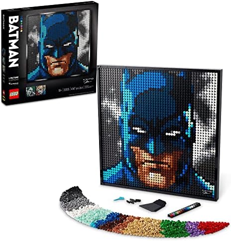 LEGO Art Jim Lee Batman Collection 31205 Building Blocks - Superhero Canvas Wall Decor with Joker, Harley Quinn, or Batman Portraits, DC Comics DIY Poster, Gift Idea for Men, Women, and Adults