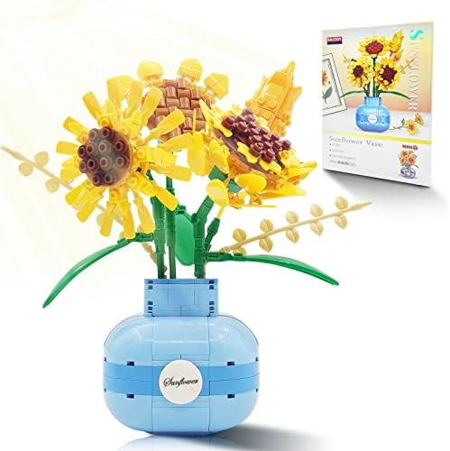 JESGO Sunflowers Building Kit with Vase Set Compatible with Lego, Plant Bonsai Flowers Building Blocks Toy, Creative Flower Bouquet Décor, Ideal Botanical Collection Gift for Adult, Kids (559 PCS)