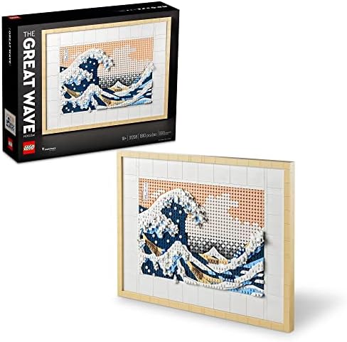 LEGO Art Hokusai – The Great Wave 31208, 3D Japanese Wall Art Craft Kit, Framed Ocean Canvas, Creative Activity Hobbies for Adults, DIY Home, Office Decor