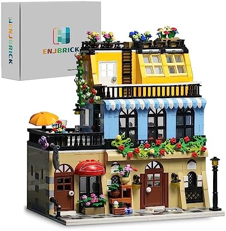 ENJBRICK Flowers City Hotel House Building Kit for Adutls, Creator Building Toy Set with Apartmant and Shops for Girls and Adults 1464pcs