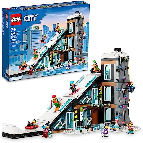 LEGO City Ski and Climbing Center 60366 Building Toy Set, 3-Level Building with a Ski Slope, 8 Minifigures and 2 Animal Figures for Imaginative Winter Sports Play, Fun Gift Idea for Kids and Ski Fans