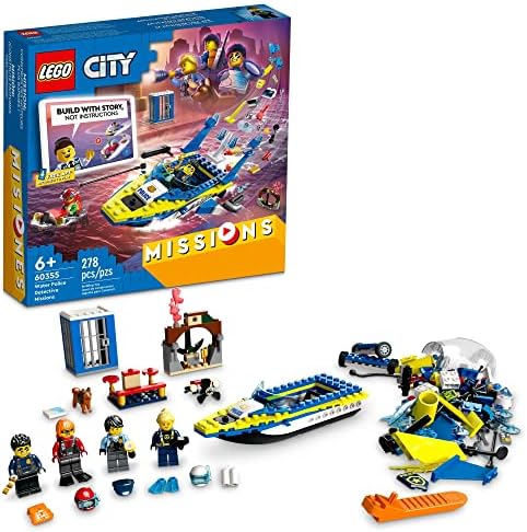 LEGO City Water Police Detective Missions 60355 Interactive Digital Building Toy Set for Kids, Boys, and Girls Ages 6+ (278 Pieces)