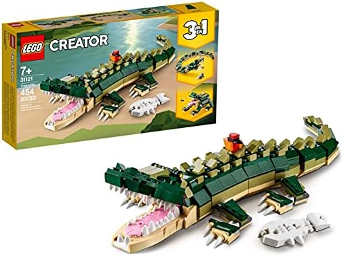 LEGO Creator 3in1 Crocodile 31121 Building Toy Featuring Wild Animal Toys, for ages 7+, (454 Pieces)