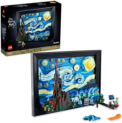 LEGO Ideas Vincent Van Gogh The Starry Night 21333 Building Blocks - Unique 3D Wall Art Home Décor Piece or Table Display with Artist Minifigure, Creative Building Crafts Set for Adults