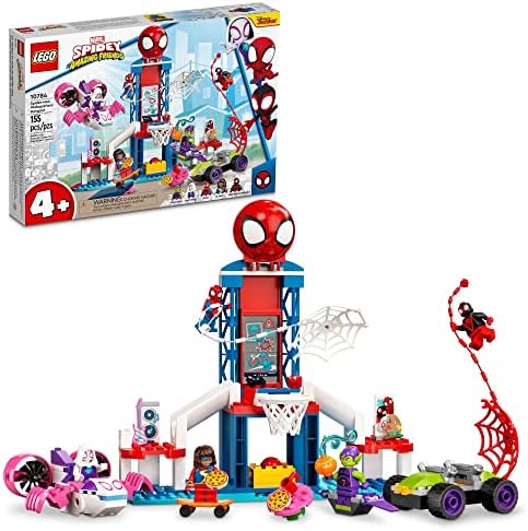 LEGO Marvel Spider-Man Webquarters Hangout 10784 Building Set - Spidey and His Amazing Friends Series, Spider-Man, Miles Morales, and Green Goblin Minifigures, Toys for Boys and Girls Ages 4+