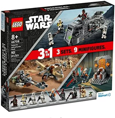 LEGO Star Wars Galactic Adventures 66708, 3-in-1 Building Toy Gift Set: The Mandalorian Trouble on Tatoonie and Imperial Armored Marauder and Clone Wars Duel on Mandalore