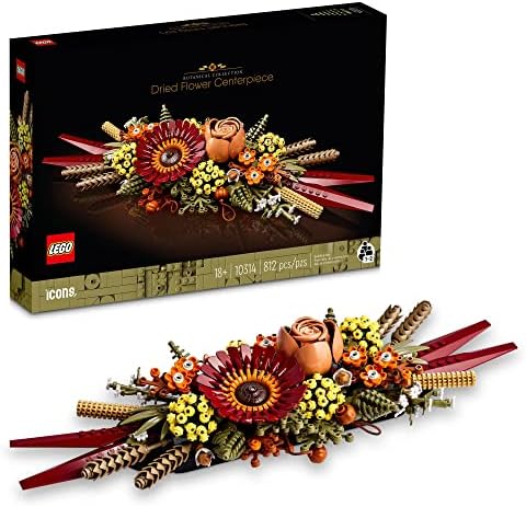 LEGO Icons Dried Flower Centerpiece 10314 Botanical Collection Crafts Set for Adults - Artificial Flowers with Rose and Gerbera, Table or Wall Decoration, Home Décor