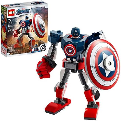 LEGO Marvel Avengers Classic Captain America Mech Armor 76168 Collectible Captain America Shield Building Toy, New 2021 (121 Pieces)