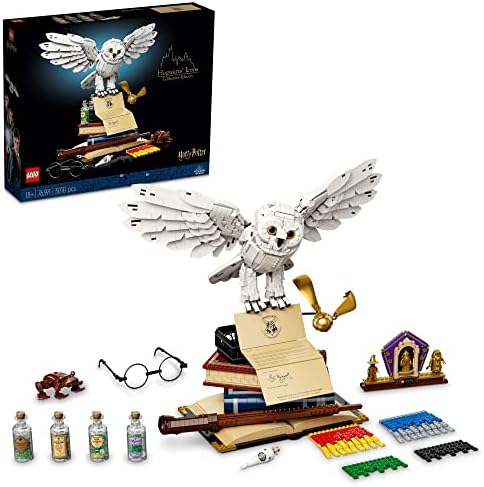LEGO Harry Potter Hogwarts Icons - Collectors' Edition 76391 20th Anniversary Collectable Hedwig Owl Model, with 3 Exclusive Golden Minifigures: Dumbledore, McGonagall and Hagrid; Great Gift Idea