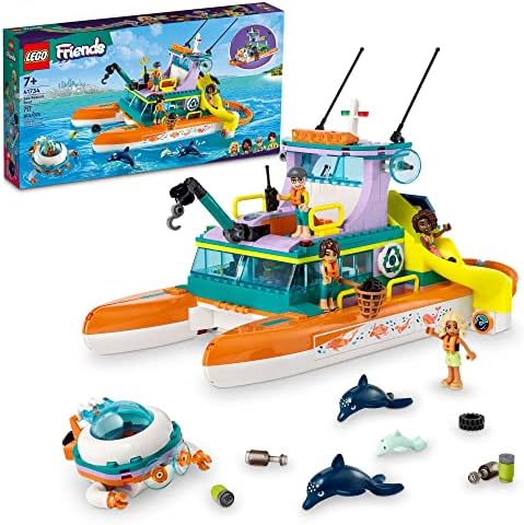 LEGO Friends Sea Rescue Boat 41734 Building Toy Set for Boys & Girls Ages 7+ Who Love The Sea, Includes 4 Mini-Dolls, a Submarine, Baby Dolphin and Toy Accessories for Ocean Life Role Play