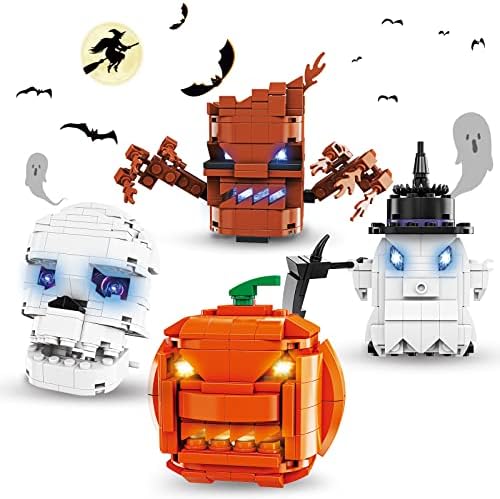 QLT Halloween Scythe Ghost, Pumpkin Head, Thee Demon, Skull Head Building Kit Toys 481 PCS Compatible with Lego, Halloween Party Gift for Boys or Girls 6-10 Years Old