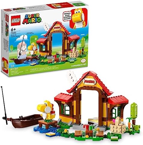 LEGO Super Mario Picnic at Mario’s House Expansion Set 71422, Collectible Playset with Yellow Yoshi Figure, Buildable Game Toy to Expand on Starter Course, Super Mario Birthday Gift for 6-8 Year Olds