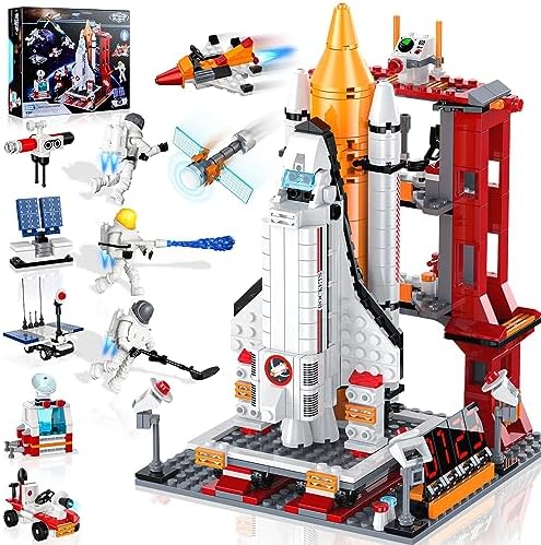Space Exploration Shuttle Toys for 6 7 8 9 10 11 12 Year Old Kids, Girls, Boys, 12-in-1 STEM Projects Rocket Building Toy Kit with 3 Astronauts, Airplane Rocket Set, Gift idea for Ages 6 +, 885 Pcs