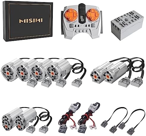 MISINI 14 Pieces of Science and Technology Power Function Kit, Including 8 Motors (XL/Servo/M) Power Pack, Adjustable Speed APP and 2.4G Remote Control, Compatible with Lego Motor (DJ-8)