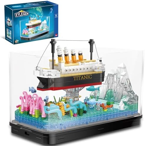 ZYLEGEN Titanic Ship Model Building Block Set,3D Titanic Building Block Fish Tank Toys for Adults and Kids, Technic Cruise Ship Titanic Boat Model Not Compatible with Lego(579Pcs)