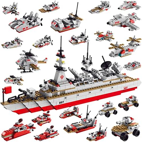 Sitodier STEM Building Set Toy | 811pcs Construction 25 in 1 Cruiser Ocean Ship Building Toy for 6 Years Up Boys | 25 Models Engineering Building Bricks Kit for Kids Ages 6 7 8 9 10 11 12 Years Old