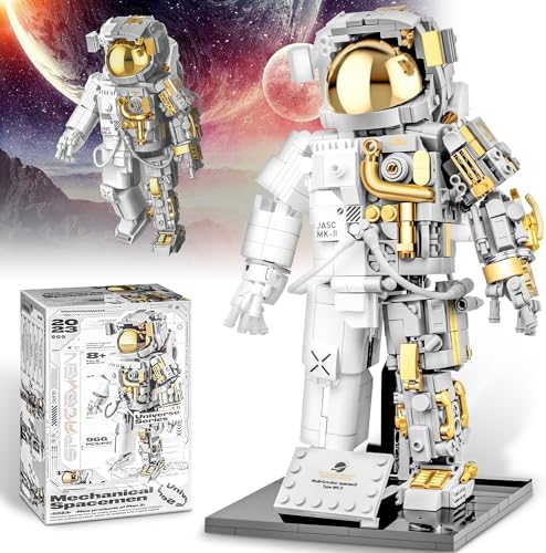 Space Astronaut Compatible with Lego Building Block Set, 966 Pcs Astronaut Building Set for Adults, Space Building Kit Toys Gifts for Kids 8-14 with Display Stand