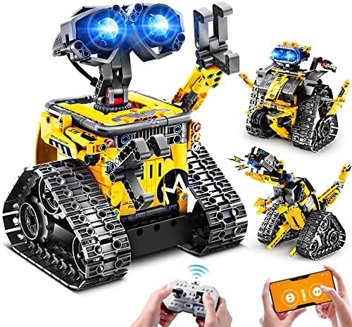 HOGOKIDS Robot Building Toys for Kids - 3 in 1 Remote & APP Controlled Building Set | RC Wall Robot/Engineer Robot/Mech Dinosaur STEM Toys Gift for Boys Girls Age 6 7 8 9 10 11 12+ Year Old (520 Pcs)