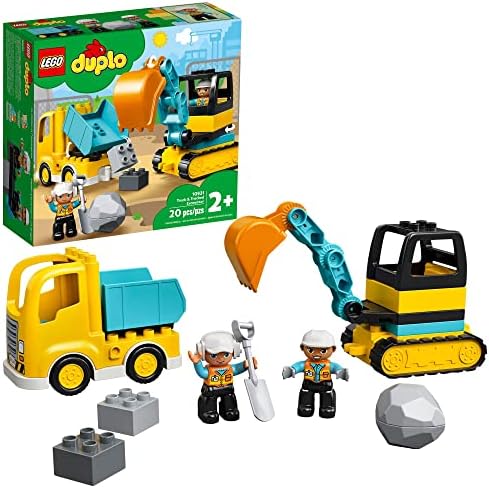 LEGO DUPLO Town Truck & Tracked Excavator Construction Vehicle 10931 Toy for Toddlers 2-4 Years Old Girls & Boys, Fine Motor Skills Development and Learning Toy