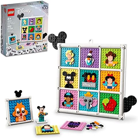 LEGO Disney Classic 100 Years of Disney Animation Icons 43221 Buildable Disney Toy with Mickey Mouse Minifigure, Classic Disney Wall Art, Fun Toys for Kids Ages 6+