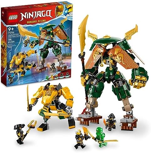 LEGO NINJAGO Lloyd and Arin’s Ninja Team Mechs 71794 Building Toy Set, Featuring 2 Mechs and 5 Minifigures, Fun Gift for Christmas for Teen Boys, Girls and Kids Ages 9 and Up who Love Ninja Adventures