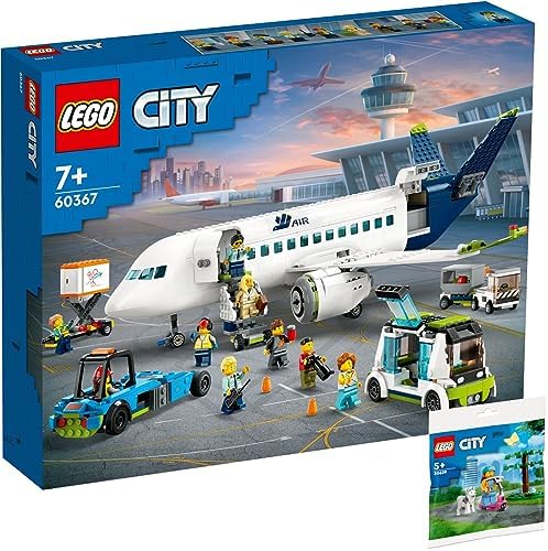 Lego City 60367 Passenger Plane & 30639 Dog Park and Scooter Set of 2