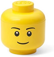 Room Copenhagen, Lego Storage Heads Stackable Storage Container - Buildable Organizational Bins for Kid’s Toys and Accessories - 4.02 x 4.02 x 4.53in - Mini, Boy, Holds 100 Bricks