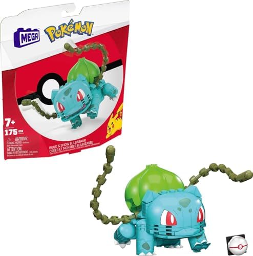 MEGA Pokémon Action Figure Building Toys, Bulbasaur With 175 Pieces, 1 Poseable Character, 4 Inches Tall, Gift Ideas For Kids