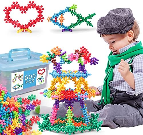 NEOACT 600 PCS Building Blocks Connect Toys,Interlocking Solid Plastic Educational Toys Sets for Preschool Kids Boys and Girls Aged 3+, Promote Fine Motor Skills and Sensory Development.