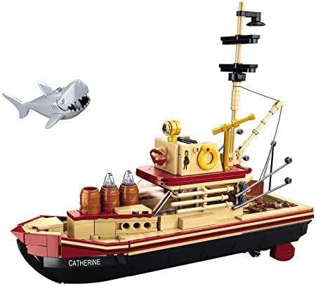 City Jaws Fishing Boat Block kit, Suitable for Lovers of Ocean Exploration and Sea Fishing as an Ornament - Marine Toys Designed for Children and Adults Aged 6+ (592 PCS Compatible with Lego.…