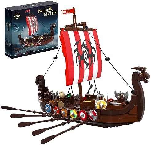 Pirate Ship Building Set, Compatible for Lego Vikng Ship Model, Medieval Norse Myths Pirates Ship, Great Gift for Boys & Girls Who Love Pirate Adventures(555 Pcs)