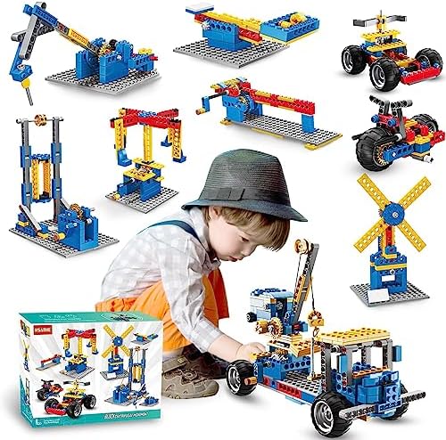 HSANHE STEM 8 in 1 Building Toys Compatible with Lego Construction Technic Educational Erector Sets, Gift for Boys and Girls 4 5 6 7 8 Year olds, 336 PCS Creative Engineering Toys Set