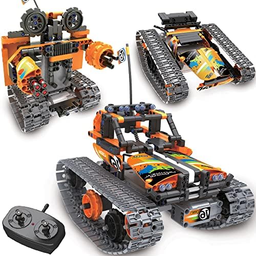 Remote Control Car Building Toys for Boys Age 8-12 Fun STEM Robot Kit Cool Birthday Gifts for 8 to 14 Years Old Boys 3-in-1 Building Blocks RC Cars Kit to Build a Robot or Car