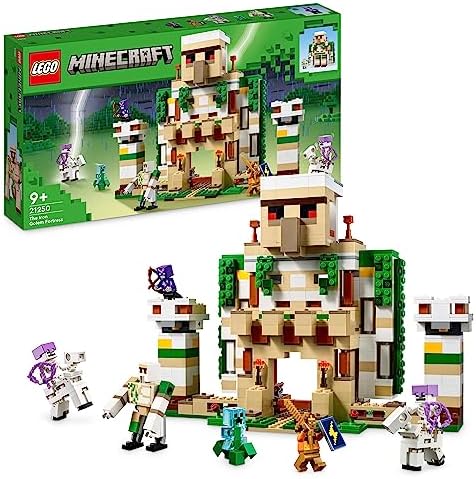 LEGO 21250 Minecraft The Iron Golem Fortress, Buildable Castle Toy, Convertible into a Large Figure, with 7 Figures Including Crystal Knight, Skeleton Rider and A Loaded Creeper