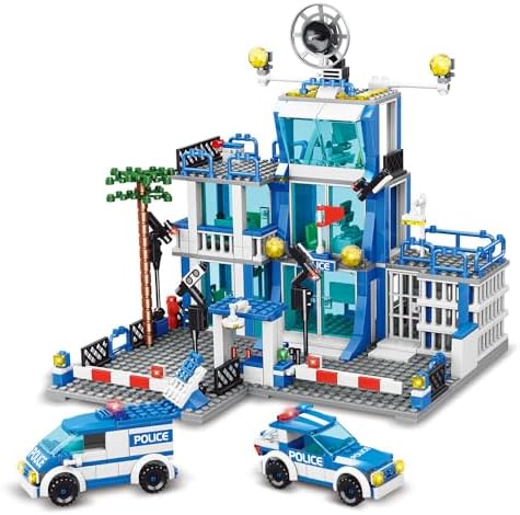 MindBox City Police Station Building Sets, Police Station Center with Police Cars Building Blocks Toy Set for 6-12 Boys,570pcs