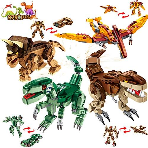 VATOS Dinosaur Building Toys - 979PCS STEM Dinosaur Building Block Set 12 Models Construction Bricks Kit for Kids Ages 5 6 7 8 9 10 11 12 Yr Old Gifts for Boys Girls Christmas Birthday Party