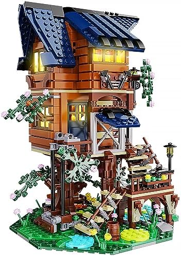 VATOS Tree House STEM Toy, 1155PCS Creative Building Set for Kids with LED Light | 4 Seasons in 1 Treehouse Building Bricks Forest House for 6 7 8 9 10+ Girls Boys Christmas Birthday Gift