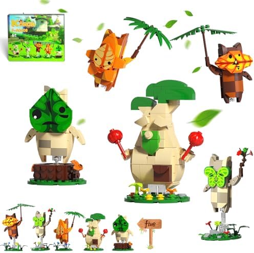 Taojiyuan BOTW Korok and Hestu Building Blocks,You find me yahaha! 5 Characters Building Block Sets Suitable for Birthday Gift for Game Collection（499PCS）