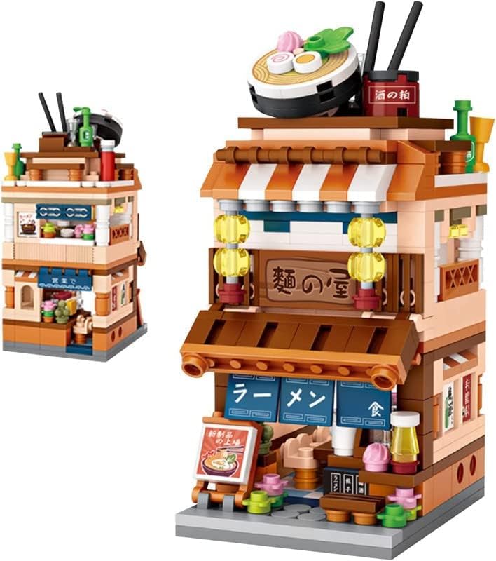 Japanese Street View Building Blocks House Toy, 412 Pieces Mini Shop Bricks