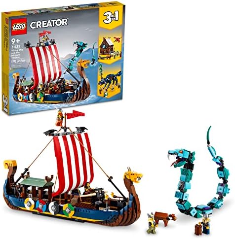 3in1 Viking Ship & Serpent: Epic LEGO Building Set for Kids!