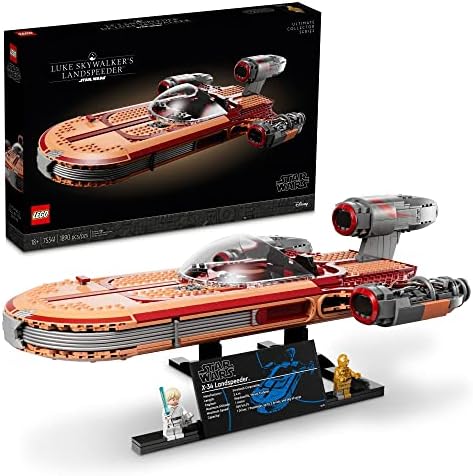 LEGO Star Wars Luke’s Landspeeder 75341: Ultimate Collector Series Kit with Lightsaber & C-3PO Mini Figure – Perfect Gift for Fans!