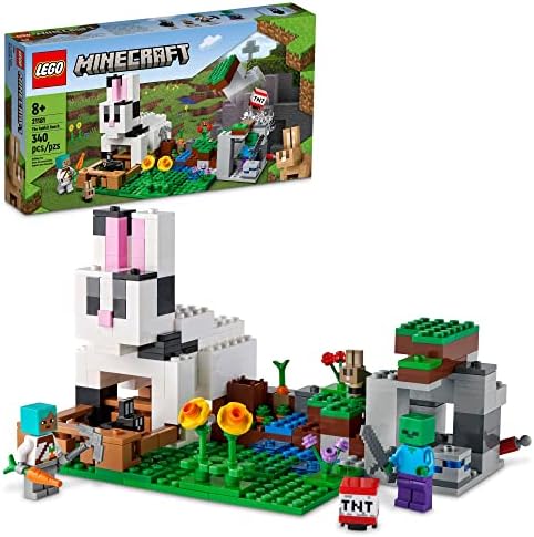 LEGO Minecraft Rabbit Ranch Farm Set: Animal Toy for Kids, 8+ with Tamer & Zombie Figures