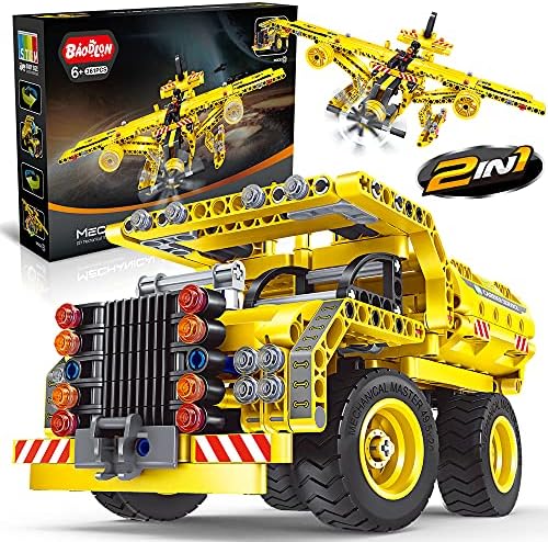 2-in-1 STEM Building Toy – 361 Pcs DIY Kit for 5-12 Year Olds, Boy or Girl – Learn Engineering with Truck Airplane