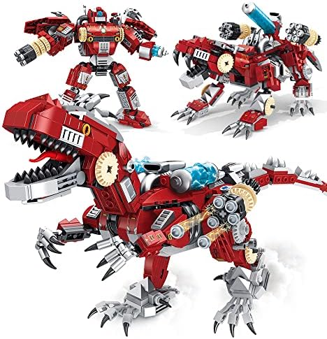 RiceBlock Dinosaur Building Set: 3-in-1 T-Rex Model, STEM Toys for Boys 7-14 (Lego Compatible)